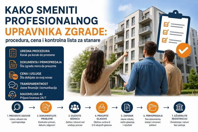 Kako smeniti profesionalnog upravnika zgrade: procedura, cena i kontrolna lista za stanare